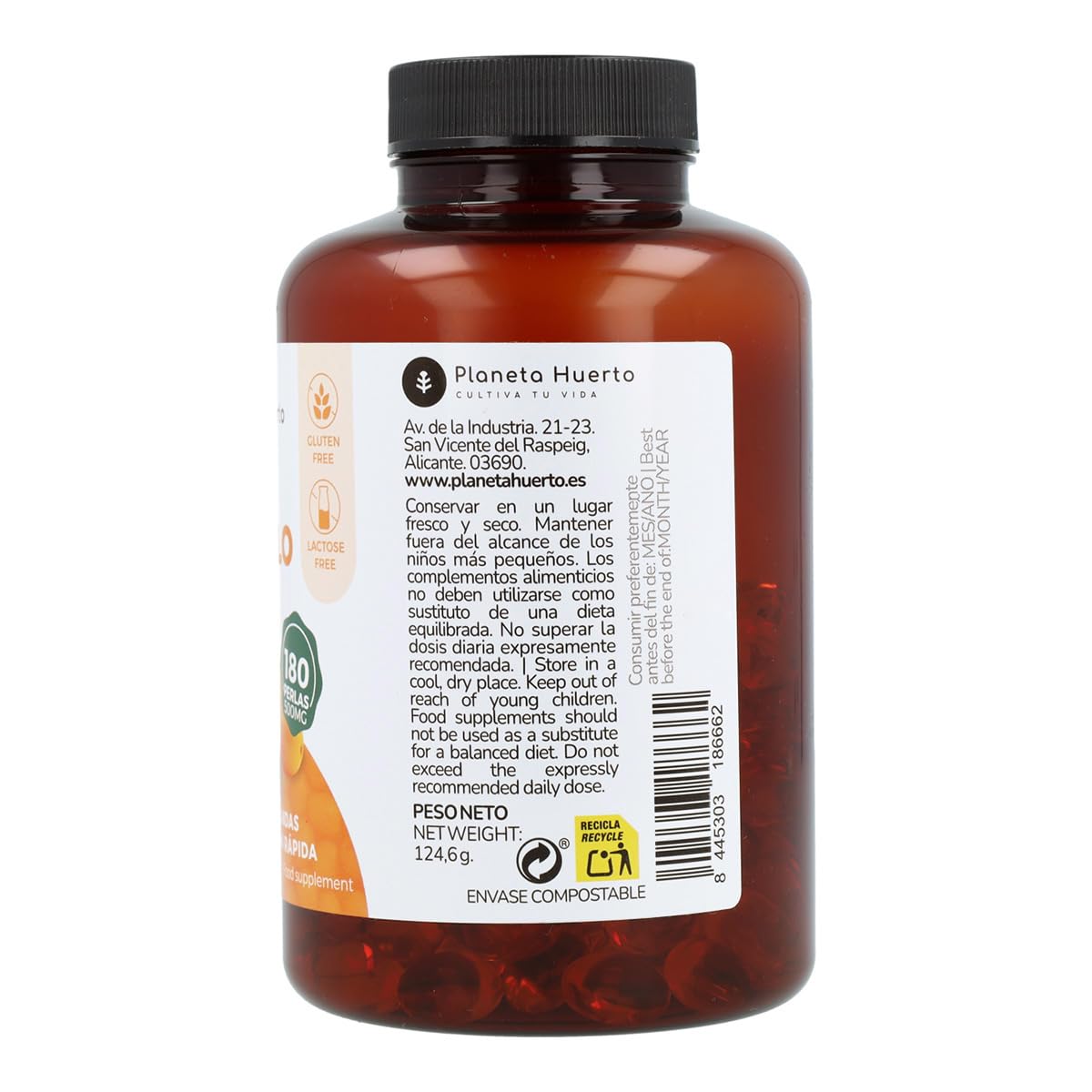 PLANETA HUERTO | Omega 7 180 Cápsulas Suplemento Natural Rico Vitaminas A, B1, B2, C, E y K - Omega 7 Acción Antiinflamatoria y Antioxidante