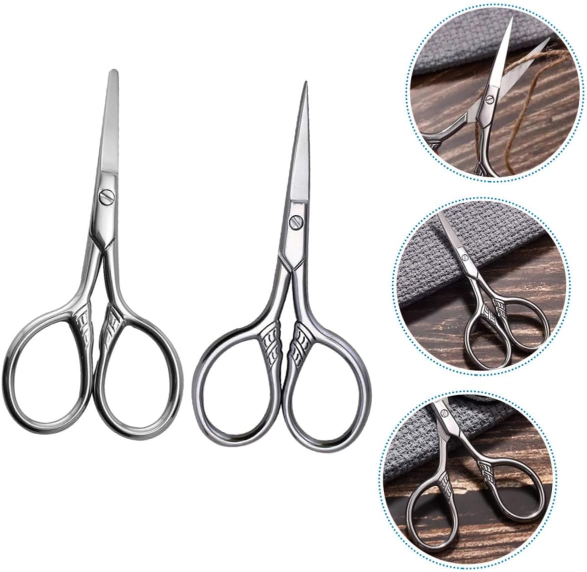 2pcs Eyebrow Scissors Stainless Trimming Scissors for Eyebrows Nose Hair and Beard Grooming Ergonomic Design for Comfortable Use