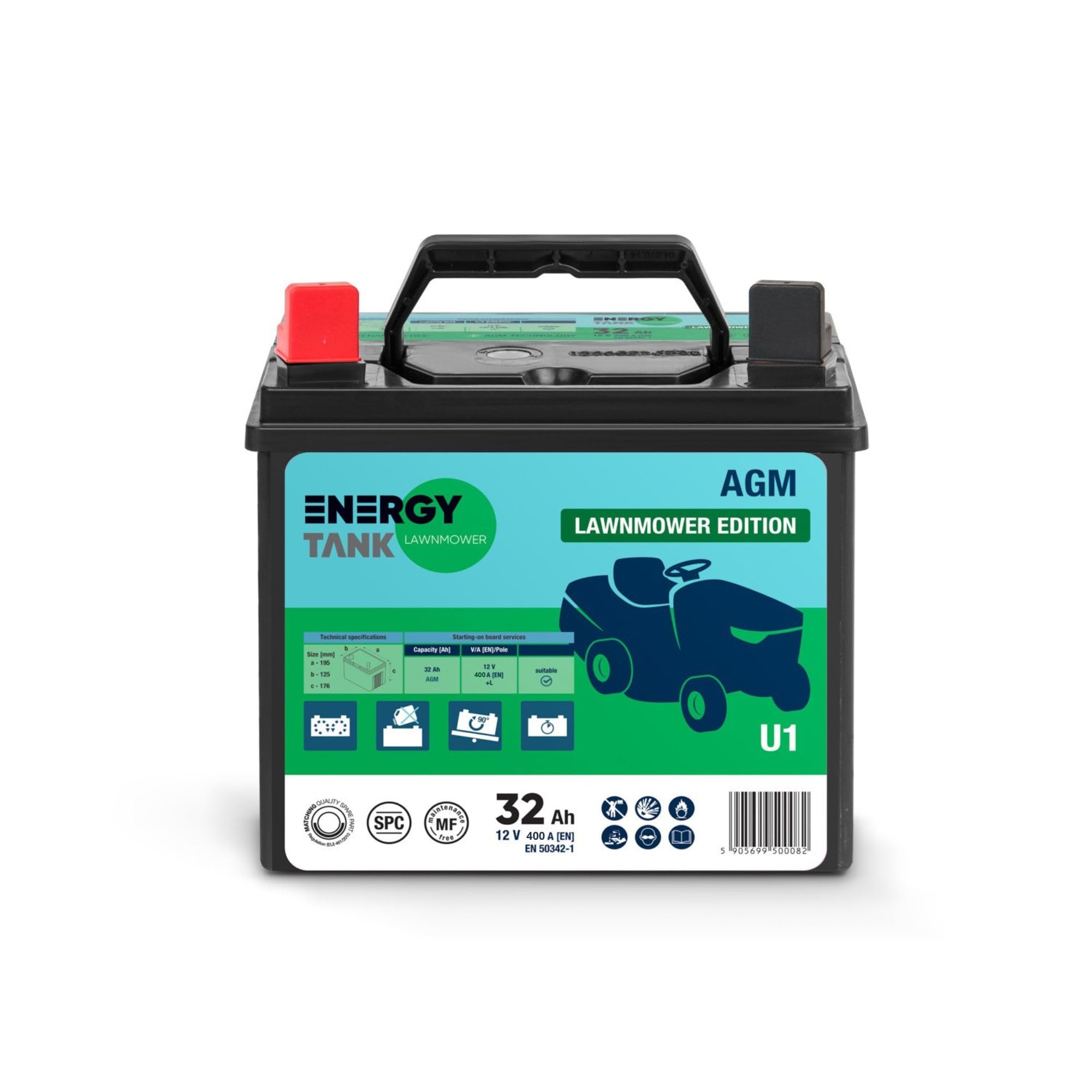 U1 Bateria 12v para Tractor Cortacesped - Batería 32 Ah - Puissance de Sortie 400 A de Potencia para Arranque Instantáneo - Larga Vida Útil