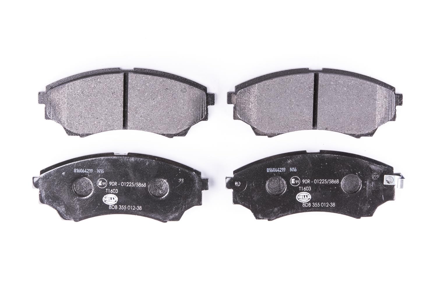 HELLA 8DB 355 012-381 Brake pad set - with acoustic wear warning - T1603 - for e.g. FORD / MAZDA