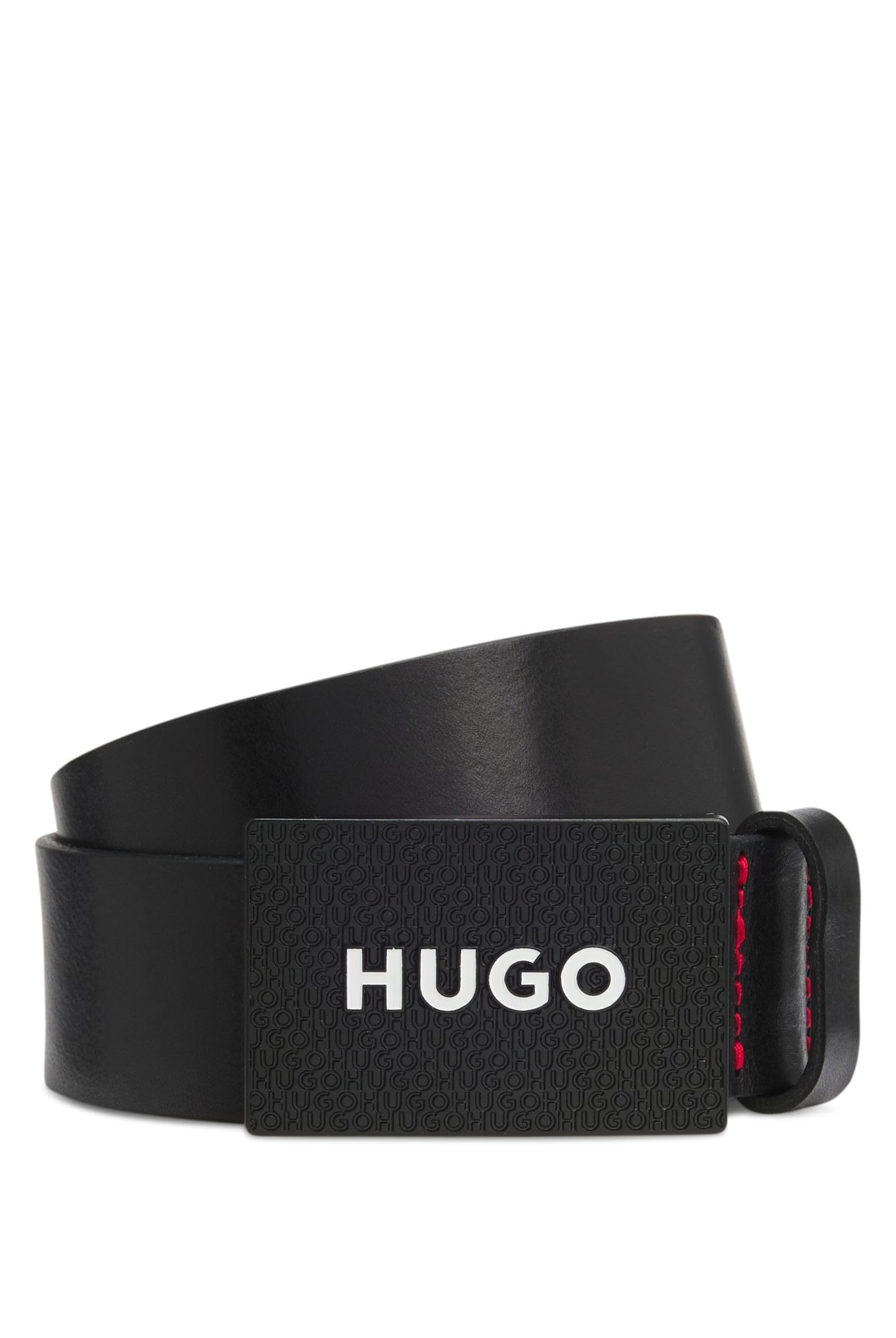 HUGO Herren Gilao-Z Sz35 Matter Ledergürtel mit Logo-Koppelschließe