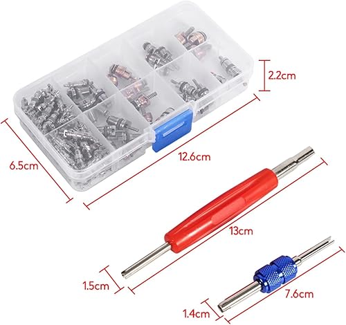Miniatura 6 de Herramienta de reparación de válvulas de neumáticos, rendimiento estable, confiable, juego de herramientas de núcleo de válvula de 102 piezas,