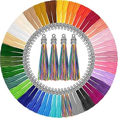 Caffox Tassels for Jewelry Making, 120PCS Keychain Tassel Charms Bulk, Silky Handmade Tassels for Earrings Bracelets Necklaces and DIY Craft