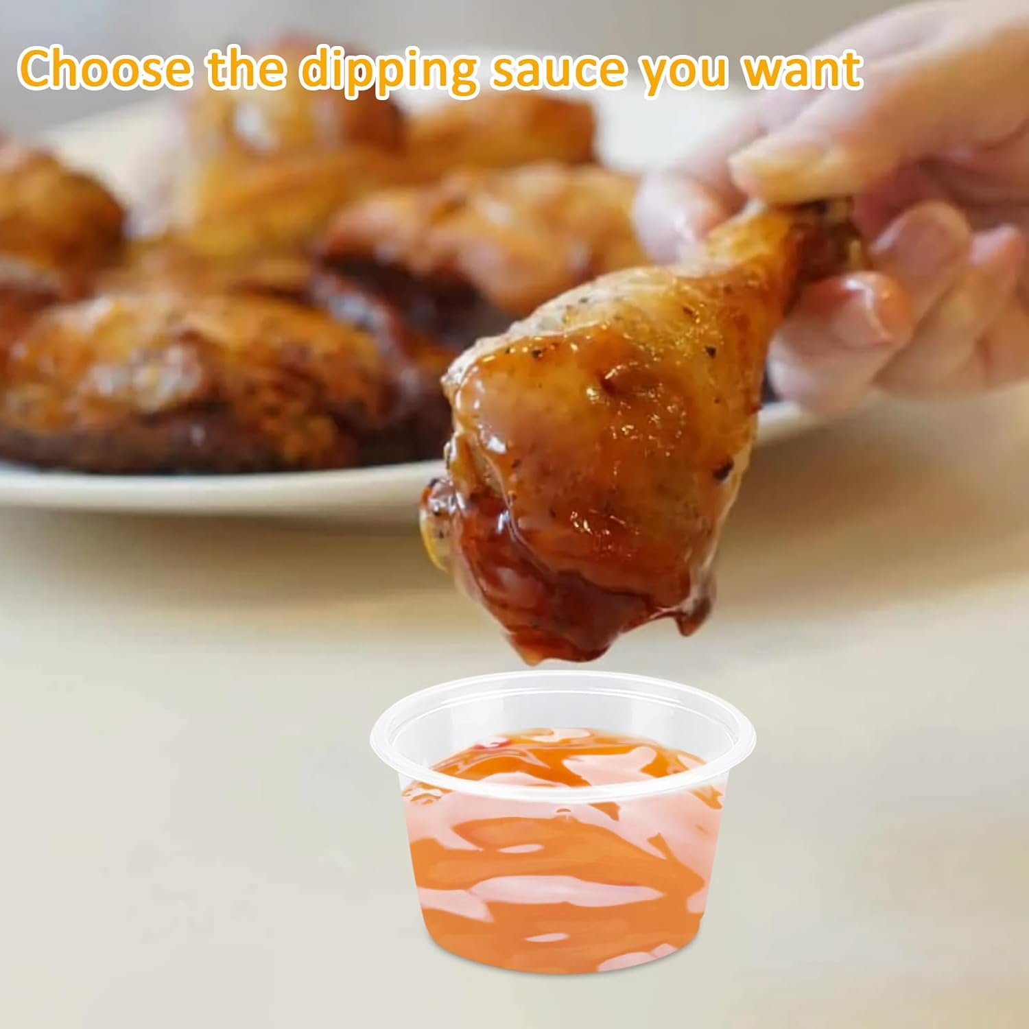 100 Set pudding cups with lids,Small Plastic Parfait Cups with Lids,Salad Dressing Container, Dipping Sauce Cups, Condiment Cups (Flat, 250ML/8OZ)