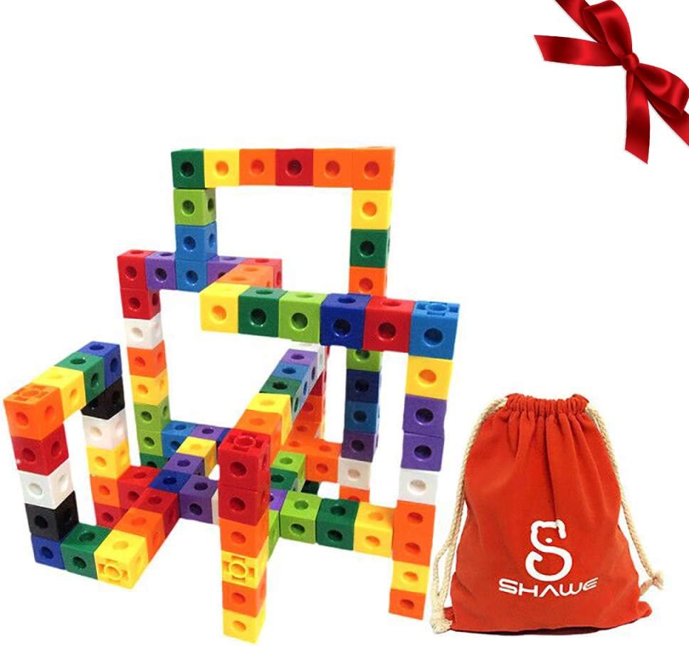 Kids Construction Toys, Snap Cube Autism Toys, Creative and Educational Alternative to Building Blocks - Kids Safe Material! Package in Adorable Bag (100 Pieces Cubes)