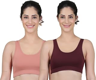 Celary Women's Super Cotton Blend Sports Bra||Non Padded|| Wirefree Everyday use||Low Impact-Full Coverage Bra|| 2 Piece C... Price In India