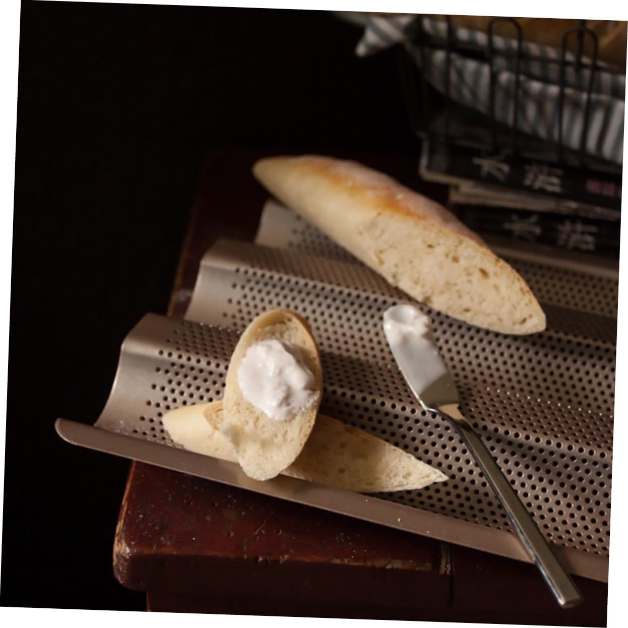 2Pcs Non-stick Carbon Steel Bread Baking Mold Three-Section Baguette Loaf Tray for Home and Professional Use Easy Clean Bread Mold and Cakes