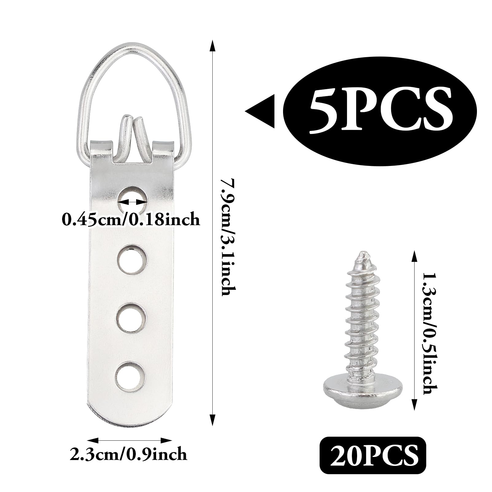 Ganci per Foto a 4 Fori con Anello a D, Appendini Super Pesanti per Immagini e Specchi, Robusti con Viti