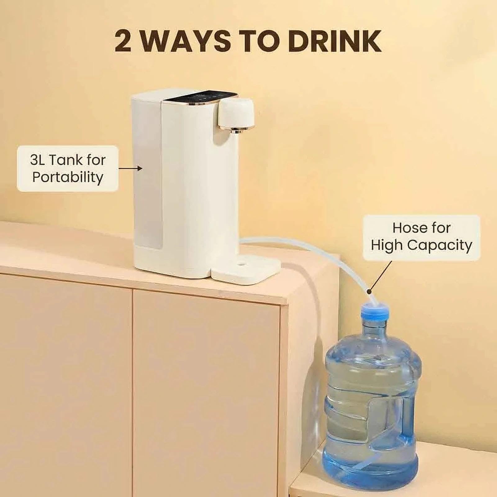 Dispensador De Agua Caliente Instantánea De 2000 W, Hervidor Eléctrico De 3 L Con Luz Nocturna Y Bloqueo Infantil, 5 Ajustes De Temperatura Y 3 De Volumen, Calentador De Agua De Sobremesa Para Té