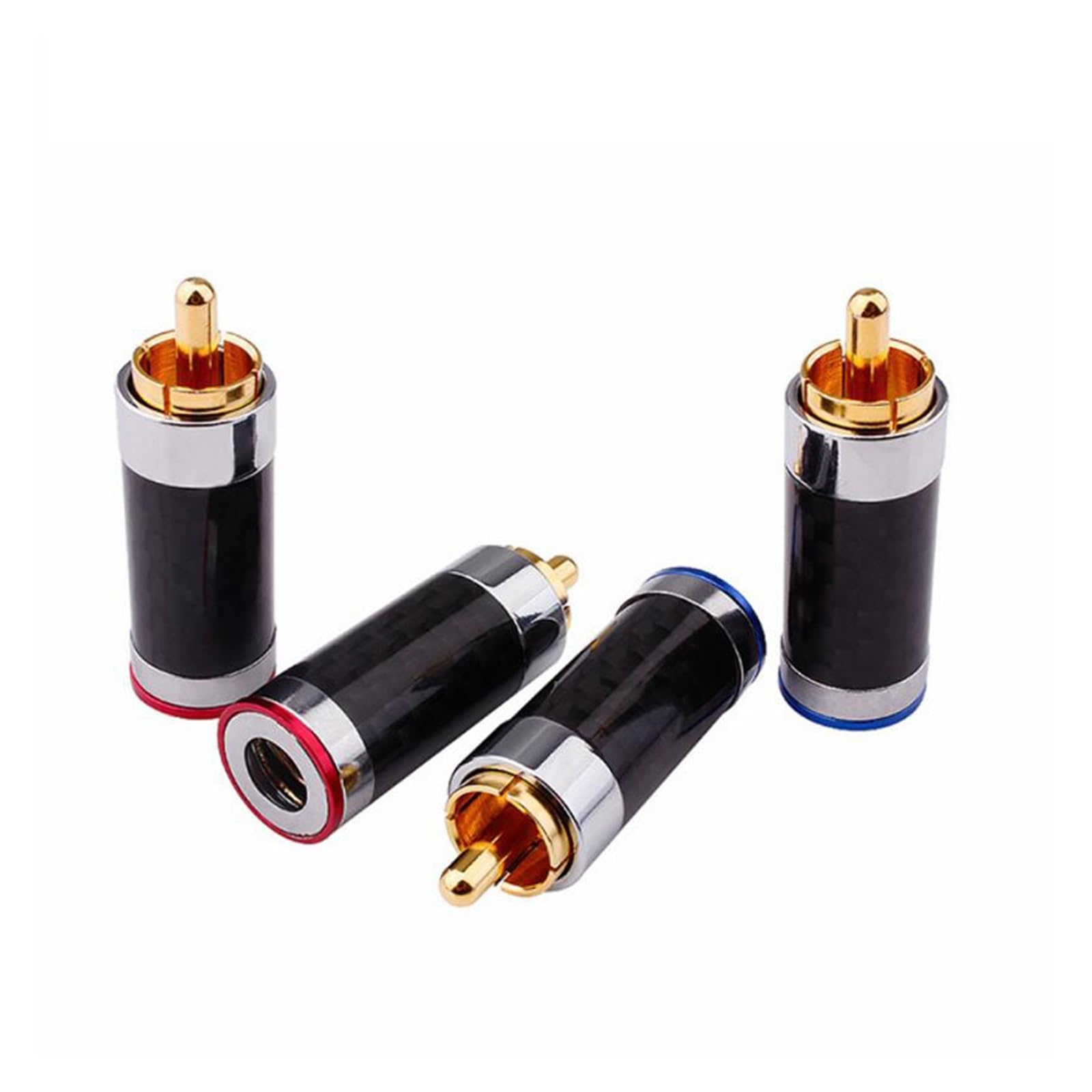 Wtyk głośnikowy bananowy, wtyki kablowe b HiFi 4pcs Carbon Fiber Gold Plated Plug Interconnects Cable Connector(6mmm)