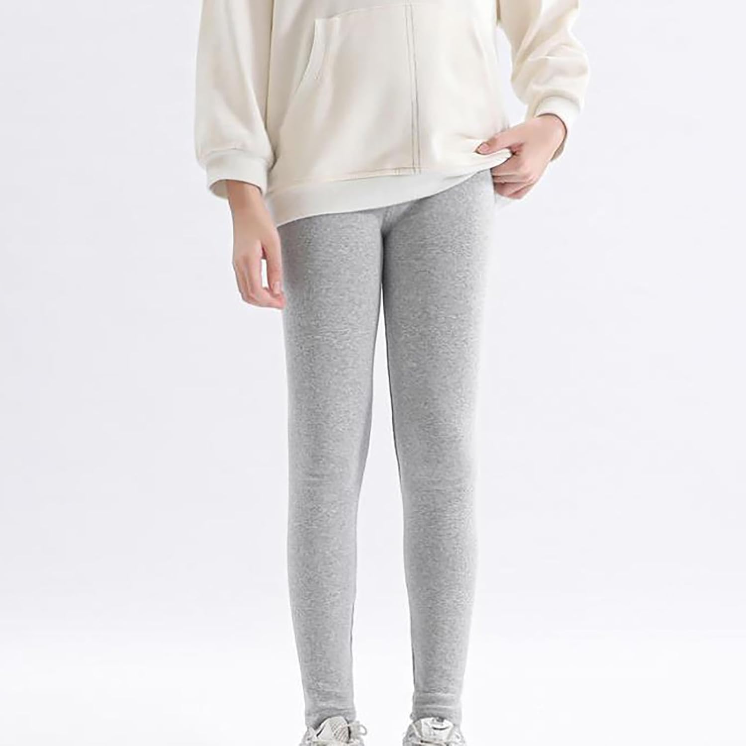 Girls Leggings Soft Solid Color Stretchable Tights Pants Comfortable Elastic Waist Casual Schoolwear for Teen Girl