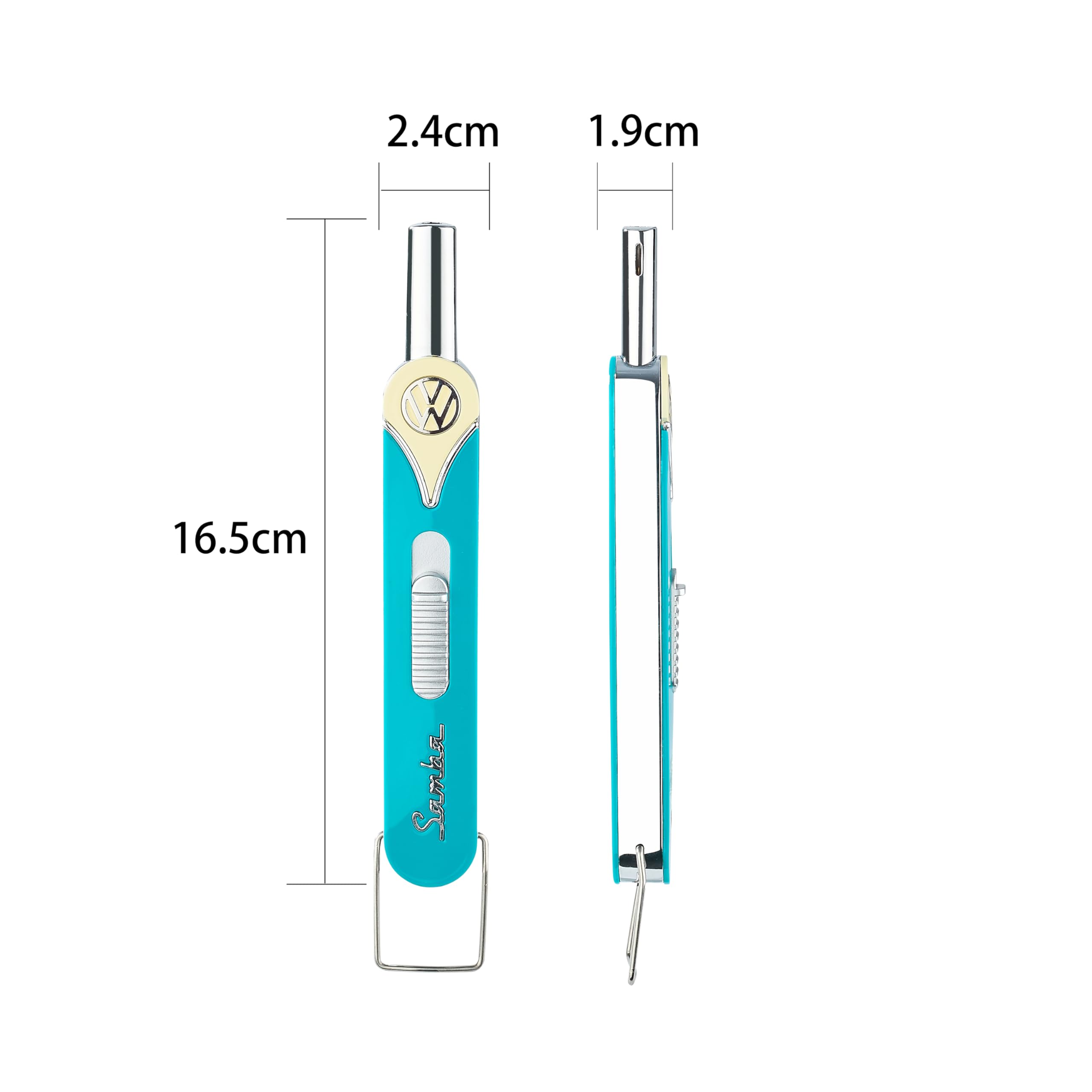 Brisa VW Collection – Briquet à Tige VW T1 Bulli Bus Rétro/Vintage en métal avec Long Cou, Rechargeable (Bleu/2,3 x 1,5 x 16,3 cm)