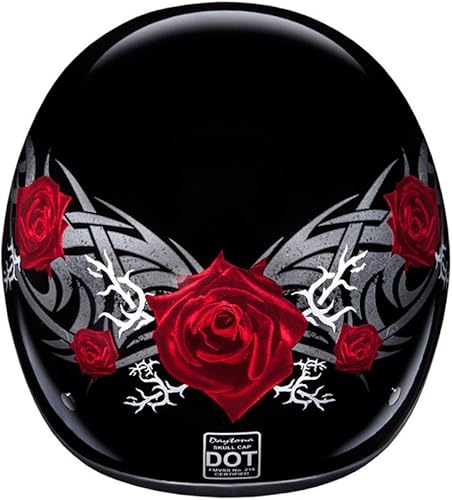 Miniatura 5 de Daytona Helmets - Medio casco de motocicleta con diseño de calavera y huesos cruzados  Aprobado DOT Gráficos