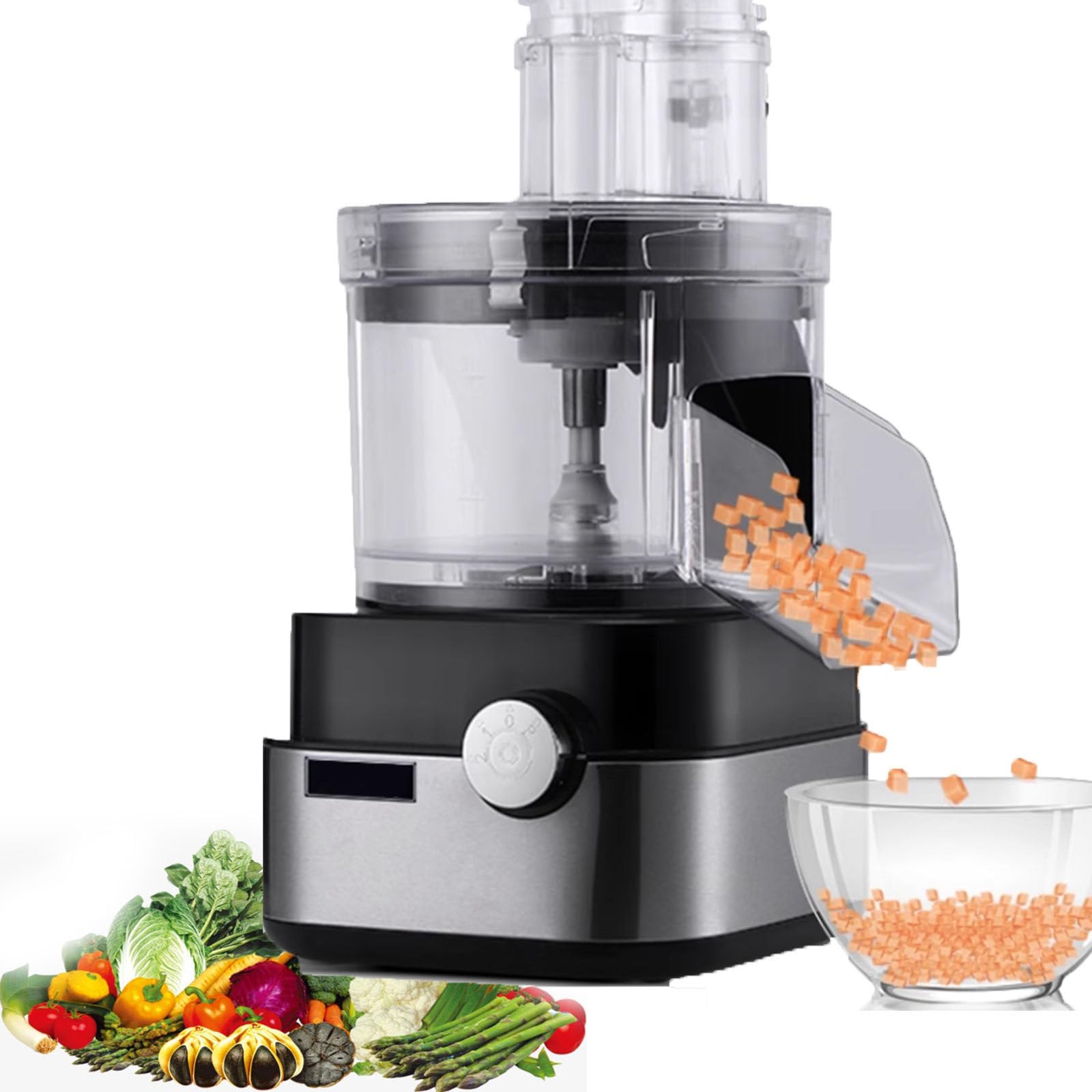 Cortador De Verduras Electrico, Cortadora De Verduras Comercial, MáQuina para Cortar Carne Molida, Cortar En Dados, Triturar Y Rebanar, Cortadora De Frutas, Espiralizador De Verduras