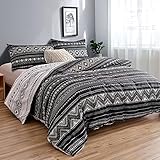 Black and White Striped Duvet Cover Set King Size, Reversible Bohemian Geometric Bedding Set,Ethnic...