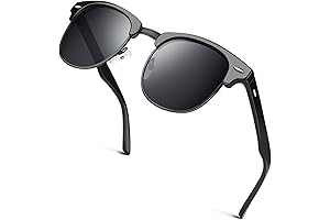 Classic Polarized Horn Rimmed Semi Rimless Sunglasses for Prom