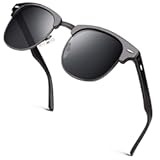 Classic Horn Rimmed Semi Rimless Polarized Sunglasses for Men Women GQO6