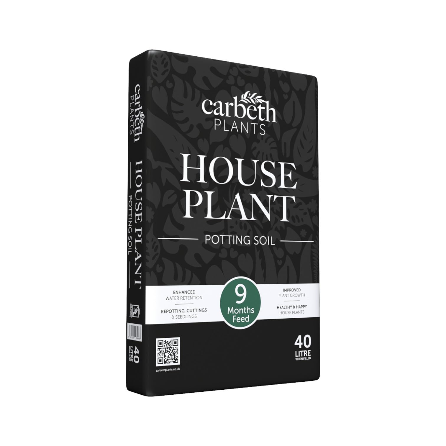 Carbeth Plants House Plant Compost 40L with 9 Month Feed - Free Draining Indoor Potting Soil for Repotting & Healthy Growth