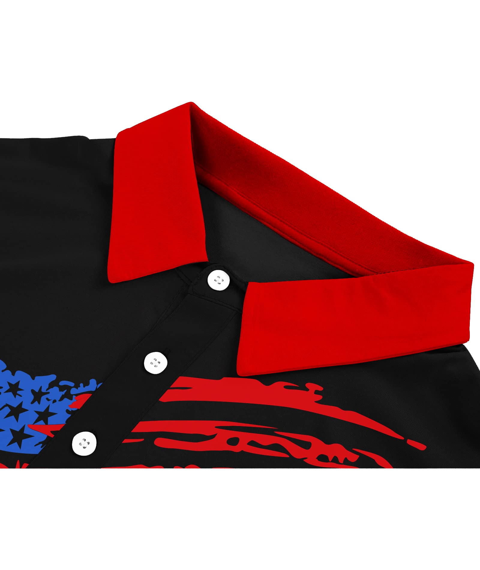 Camisas patrióticas para hombre de manga corta con diseño de la bandera estadounidense, polo de golf de verano, camiseta divertida estampada, negra - XL