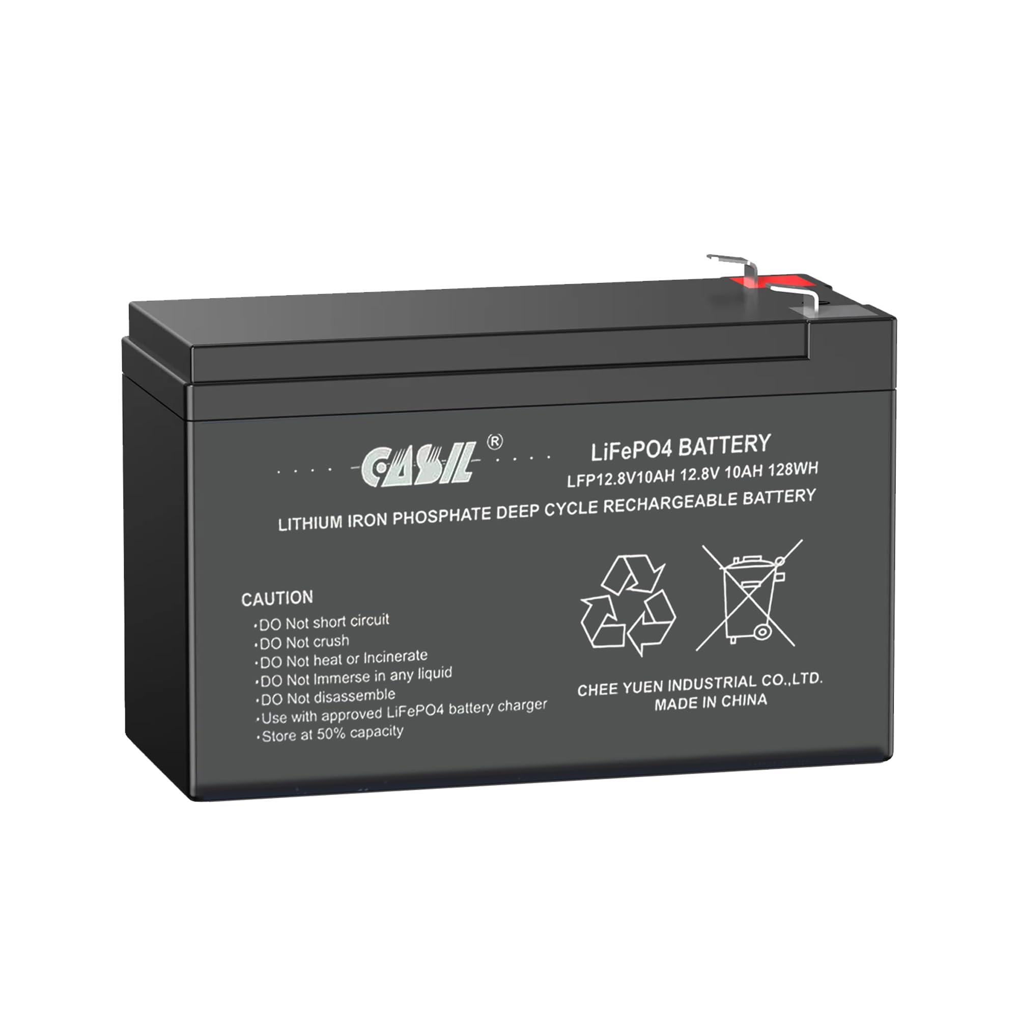 Casil 12v 10ah LiFePO4 Battery, Premium 12v 10ah Lithium Battery, for eZip 400/450/500, 12 Volt Lithium Ion Deep Cycle Battery, Suitable for Solar/Wind Power, ITO, Lighting, Power Wheels, Fish Finder