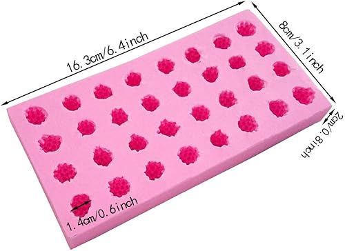 Miniatura 4 de Molde de fruta de silicona 3D de morera y frambuesa, 32 agujeros, pequeño, fresa, chocolate, galletas, postre, horneado, bricolaje, arcilla epoxi