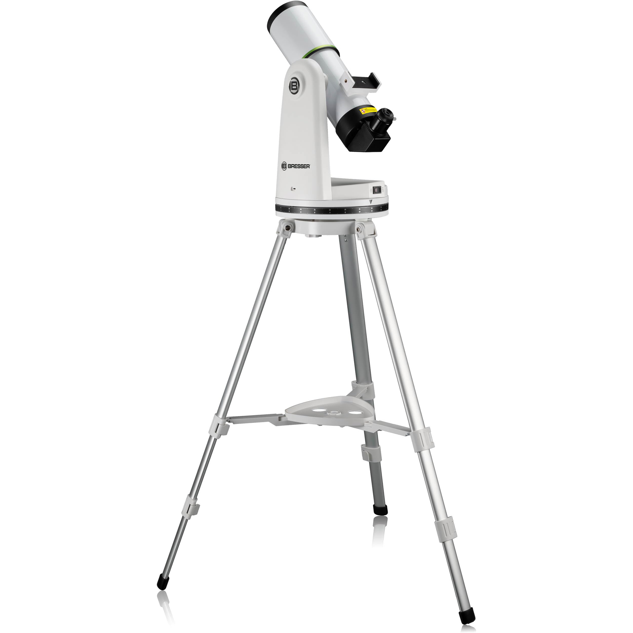 Bresser PushTo AR-80/400 Smart Teleskop für IOS, Android und Windows, 80mm Objektiv, 400mm Brennweite, Bluetooth, mit Stativ und Smartphone-Adapter