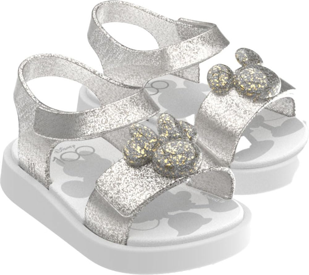 Jump x Disney 100 Girl's Sandals for Babies & Toddlers, White/Glitter Clear, 6