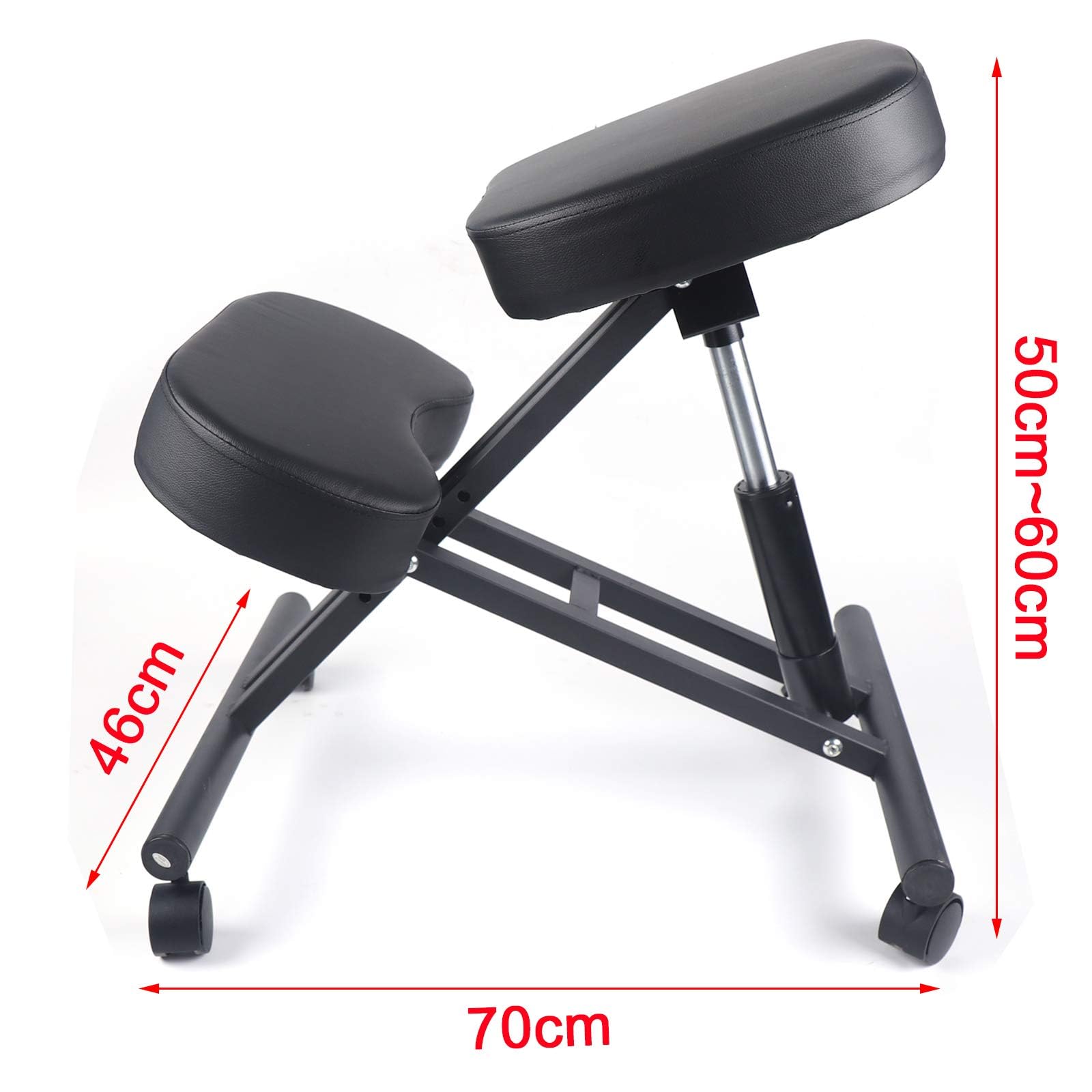 Silla ergonómica de oficina, silla de rodillas, silla ortopédica, silla de oficina ortopédica, asiento ajustable de rodillas, ruedas con freno, altura ajustable 50-60 cm, para hogar y oficina, cojín