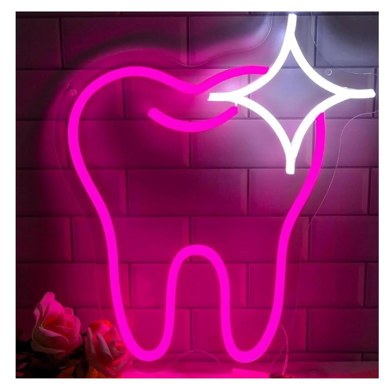 Zynther Neon lamp for neon Sign Decorative Lights for Teeth, Dimmable Signs, for Dental Office(Rose)