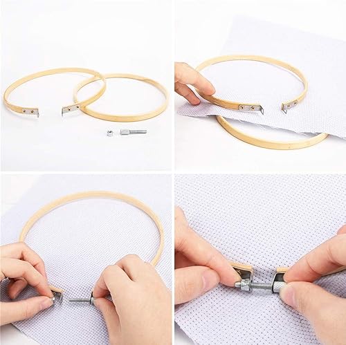 Miniatura 2 de Faylapa Juego de aros de bordado de 4 pulgadas, ajustable, de bambú, para punto de cruz, aro redondo, para bordado, punto de cruz (4 pulgadas, 16