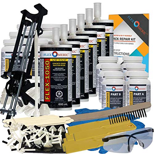 Concrete Foundation Crack Repair Kit - Low Viscosity Polyurethane - FLEXKIT-1050-60