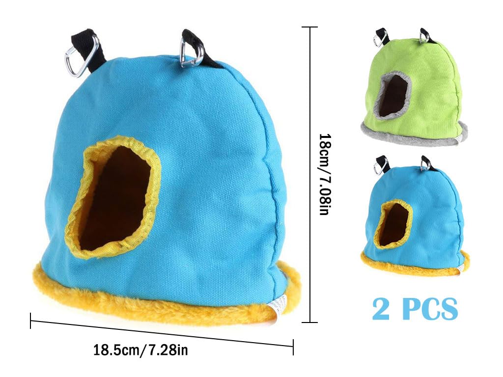 Kellegour Pack of 2 Parrot Nest Plush Hammock, Winter Warm Bird Nest House, Plush Cage Winter Hammock - Image 2