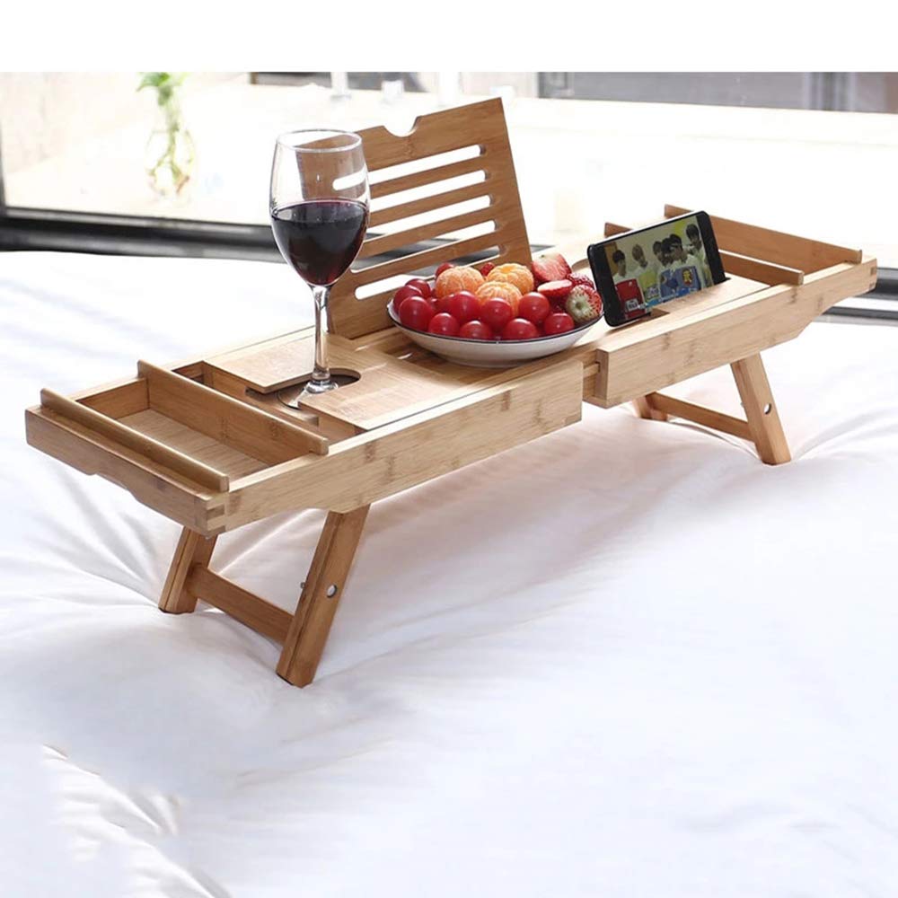 Bandeja para bañera y escritorio para cama para computadora portátil: diseño innovador 2 en 1 que transforma nuestra bandeja para bañera 100% extra grande de bambú en bandeja para cama: baño para un