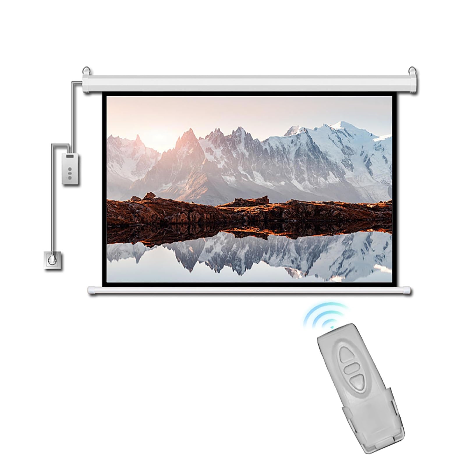 Schermo proiettore motorizzato da 60 Pollici, 16:9 HD, Schermo di proiezione da 72 Pollici con Telecomando, Montaggio a soffitto o a Parete, per Home Theater, Video Movie Night(80 inch 16:9)