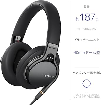 Sony MDR-1AM2 B Headphones, High Resolution, Enclosed, Foldable, Removable/Balanced Connection, Φ4.4 Cable Included, Remote Control/Microphone Included, 2018 360 Reality Audio Certified Model, Black,