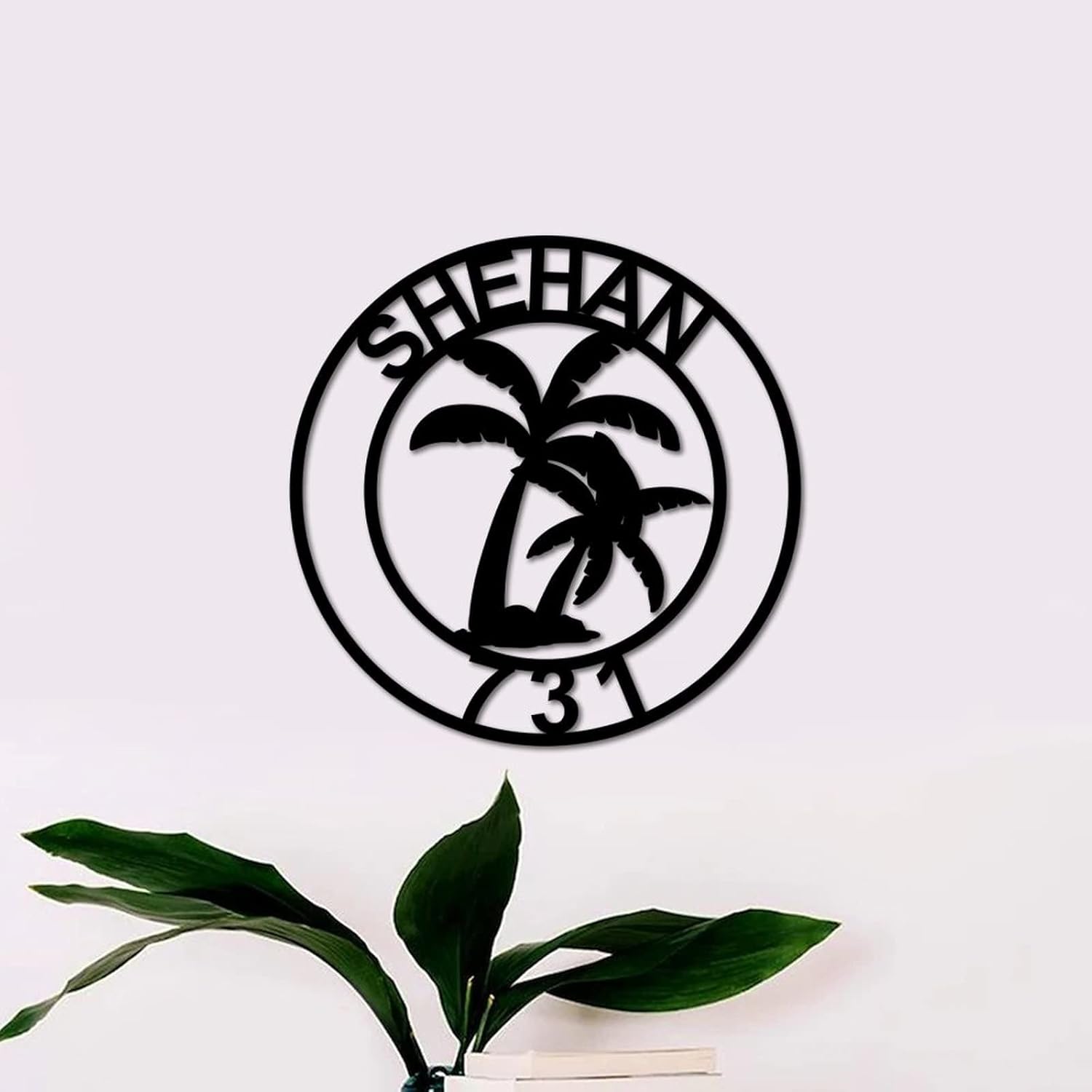 Metal Sign Metal Wall Art Personalized Palm Tree House Number Address Metal Sign Metal Wall Decor for Home Kitchen Coffee Bathroom Bar Farmhouse Outdoor Indoor Signs 24"