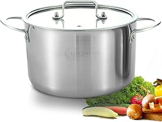 LOLYKITCH Tri-Ply Stainless Steel 5 QT Stock Pot with Lid, Induction Cooking Pot,Soup Pot,Compatible with All Stoves,Oven ...