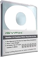 Vista 25 de iSYFIX - Calcomanías de vinilo blancas con número 0 (cero) - Juego de 6 unidades de 1.5 pulgadas autoadhesivas - Decalcomanías premium troqueladas