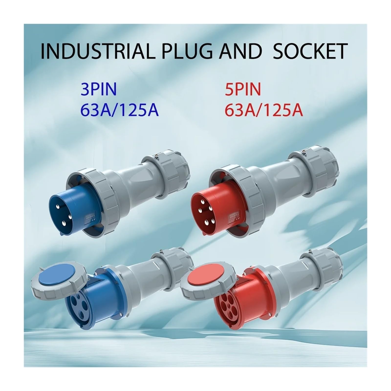32A 3Pin 2P + E Cable Eléctrico conector impermeable for exteriores enchufes y industriales 220V-440V IP67 enchufe macho hembra(Socket,5Pin 32A)