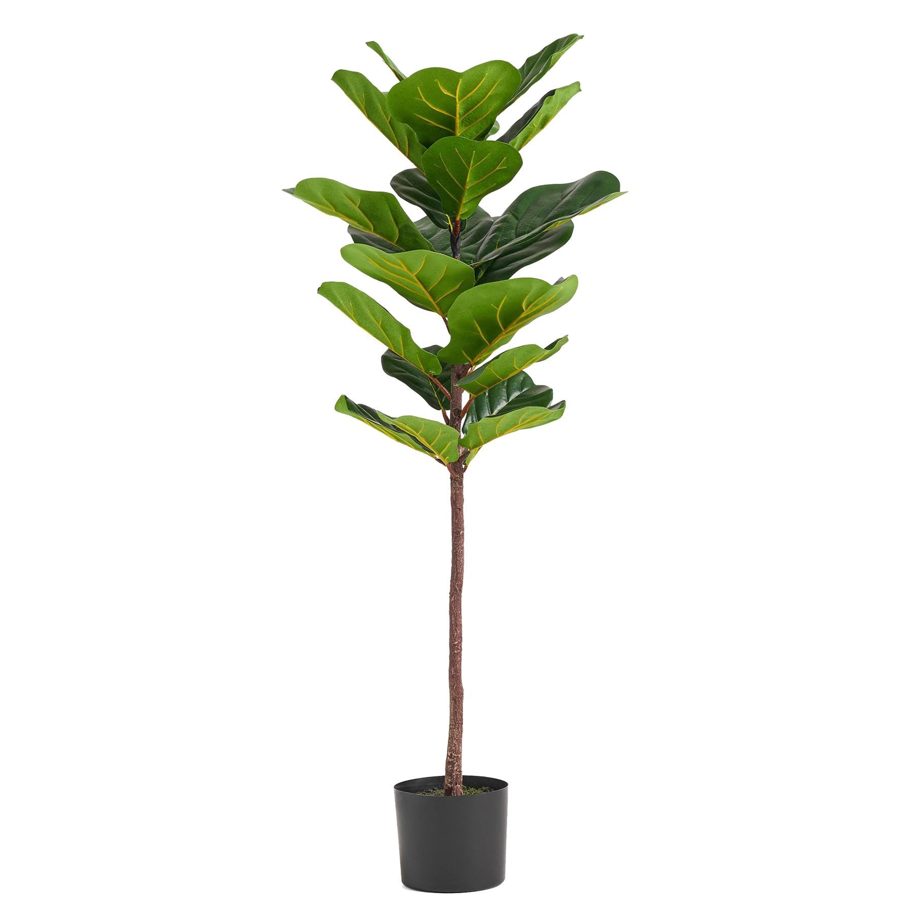 Leaf Design UK Artificial Plant Fiddle Fig Tree Plant Black Plastic Pot