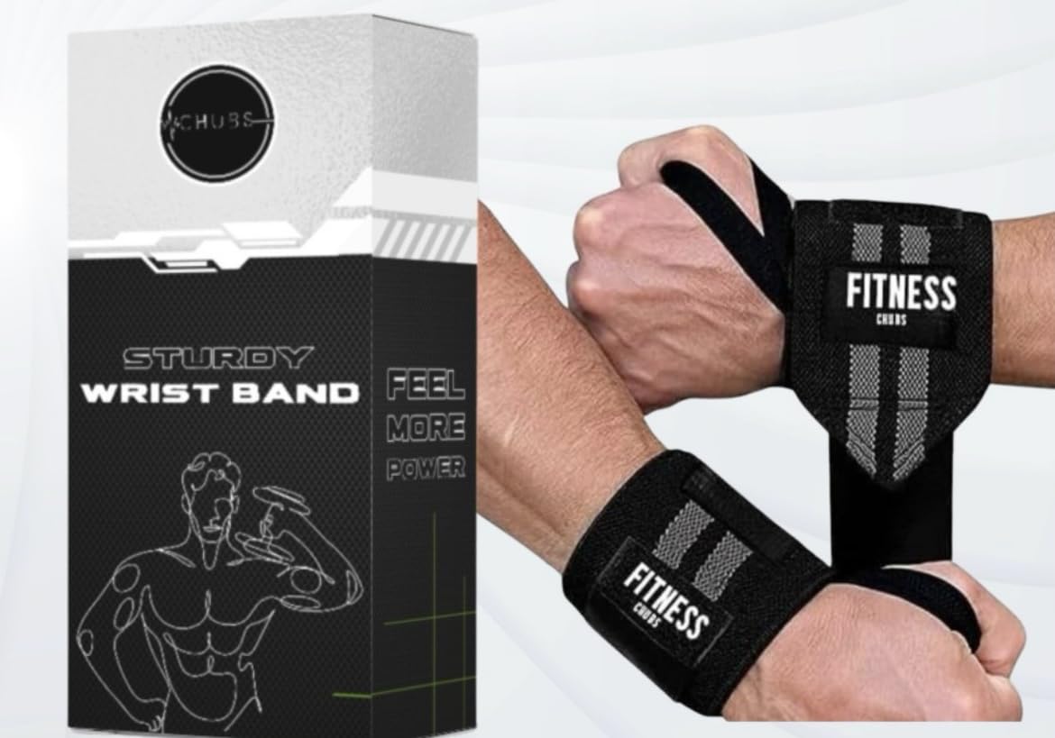 CHUBS Wrist Supporter for Gym Wrist Band for Men Gym & Women with Thumb Loop Straps - Wrist Wrap Gym Accessories for Men Hand Grip & Wrist Support Sports Straps for Gym, Weightlifting (GREY) (B0BRT43KW2) Amazon Price History, Amazon Price Tracker