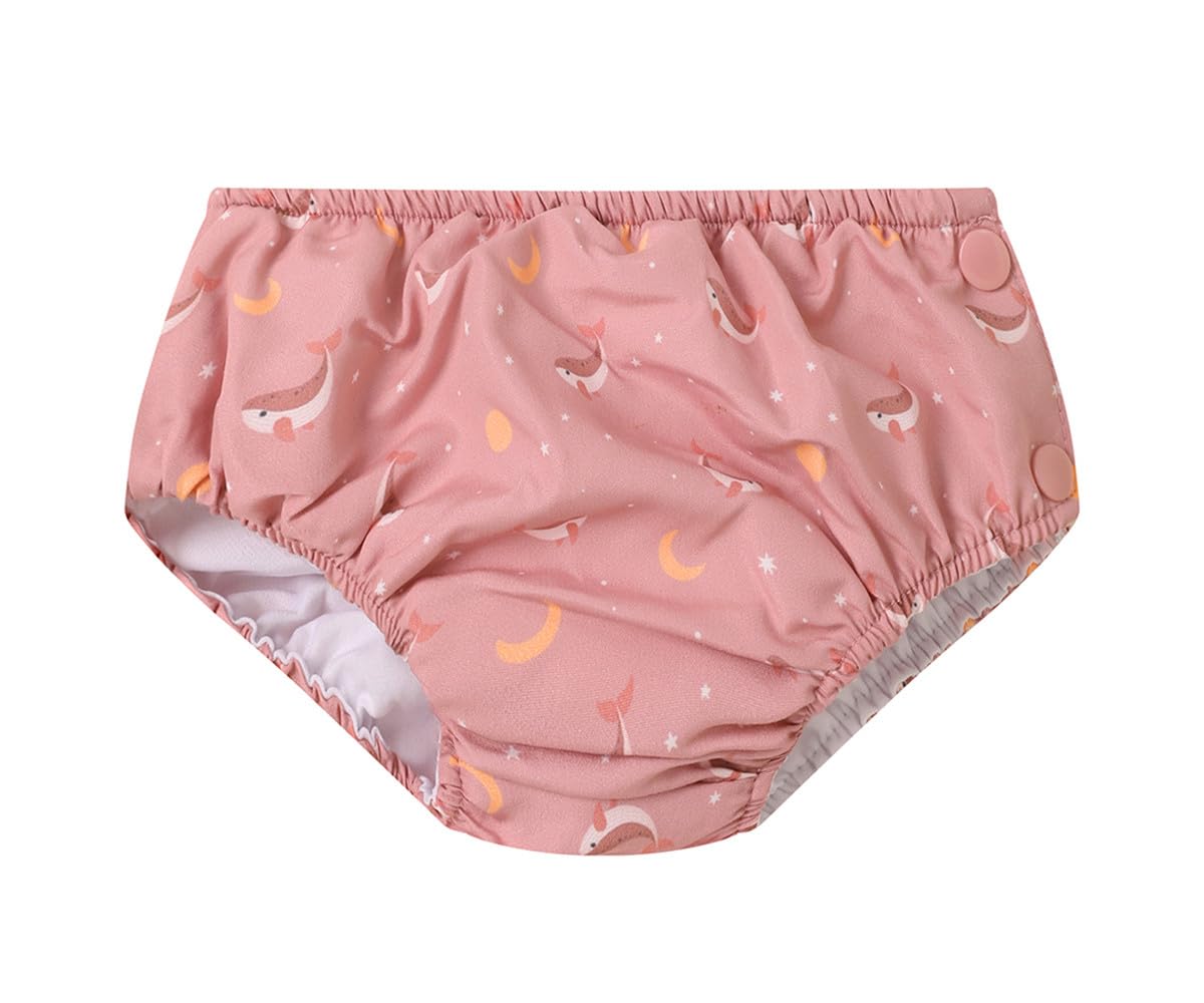 Wiederverwendbare Schwimmwindel | Waschbare Badehose für Babys | UV-Schutz 50+ | Schnelltrocknend & Bequem | Für Jungen und Mädchen | Whale Pink 6 M to 12 M