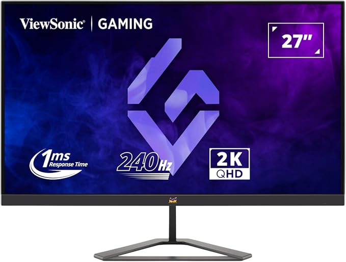 ViewSonic VX2758A-2K-PRO-3 Écran PC Gamer 27 Pouces, IPS Moniteur de Jeu QHD 2560 x 1440p, 240 Hz, 1ms MPRT, AMD FreeSync Premium/NVIDIA G-Sync Compatible, HDR10, HDMI 2.1, DP 1.4