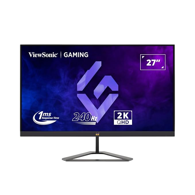 ViewSonic VX2758A-2K-PRO-3 (68.58 Cm) 27Inch 240Hz IPS QHD 2K Gaming Monitor| 1ms| HDR10| FreeSync | 137% sRGB | Tilt | Eye Care | 2 x HDMI | Display Port.