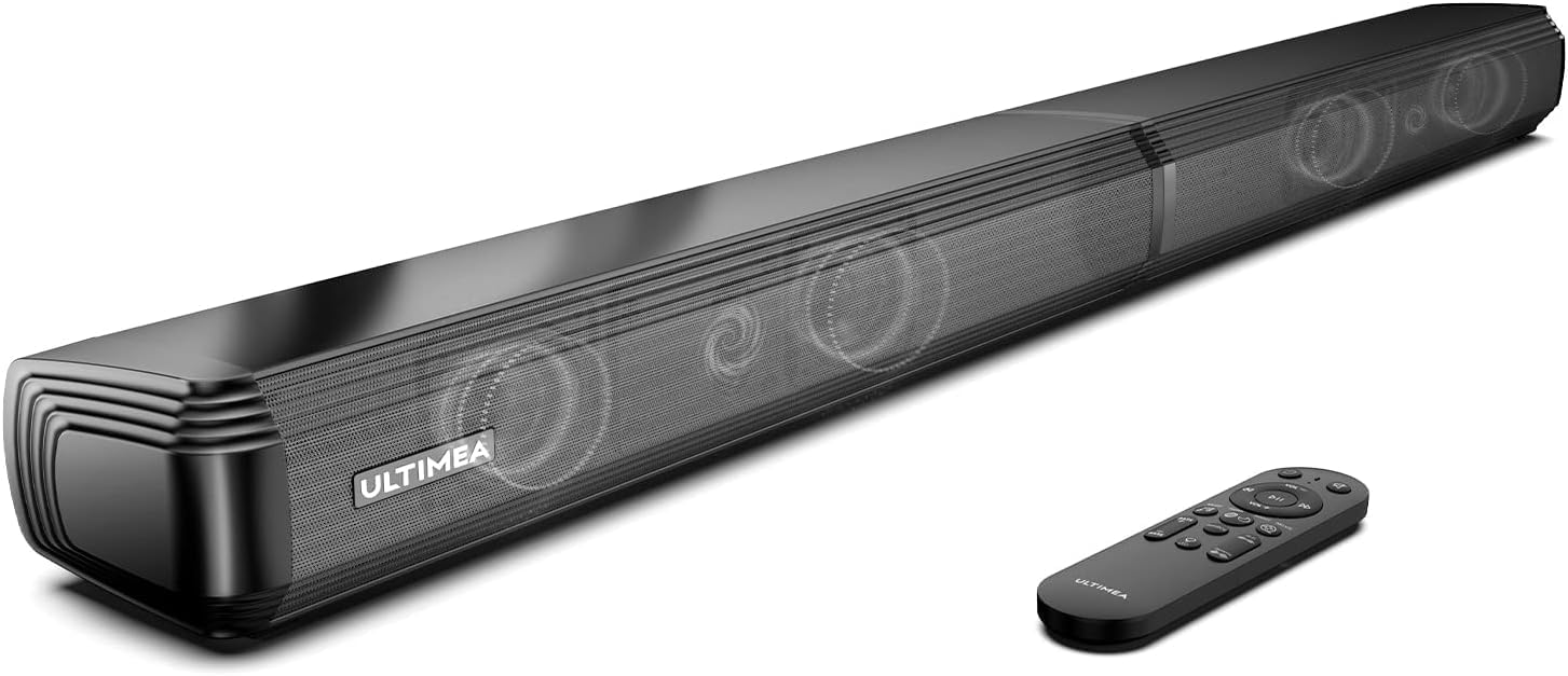 ULTIMEA Soundbar for Smart tv, 2 in 1 Detachable Sound bar for tv, Built in woofer & Tweeter, hdmi arc Cable, Optical Cable, Apollo S40 (Renewed)