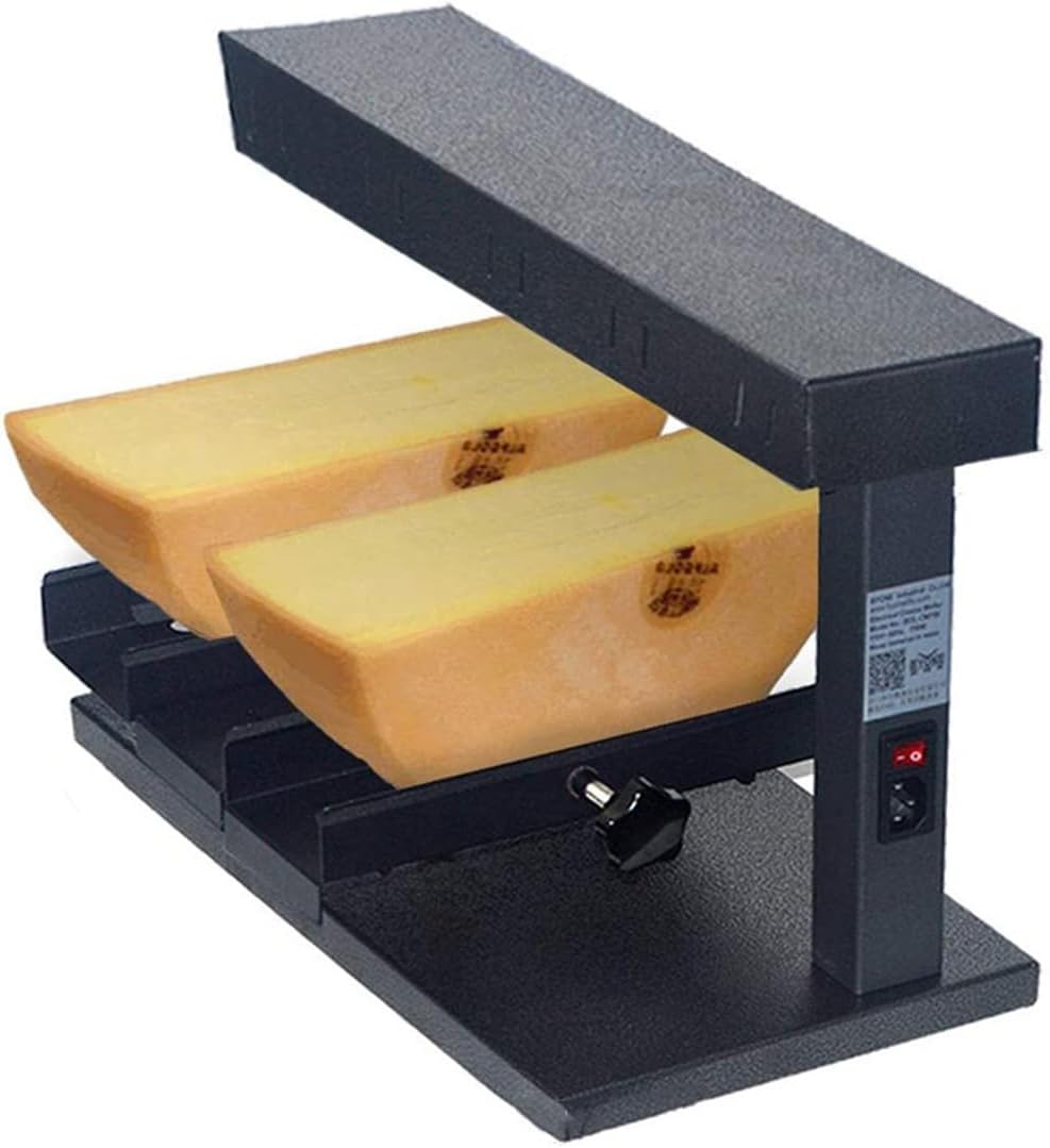 Commercial Raclette Cheese Melter Machine, Rapid Heating Cheese Wheel Melter for 2pieces Half Wheel - 750W Adjustable Angle