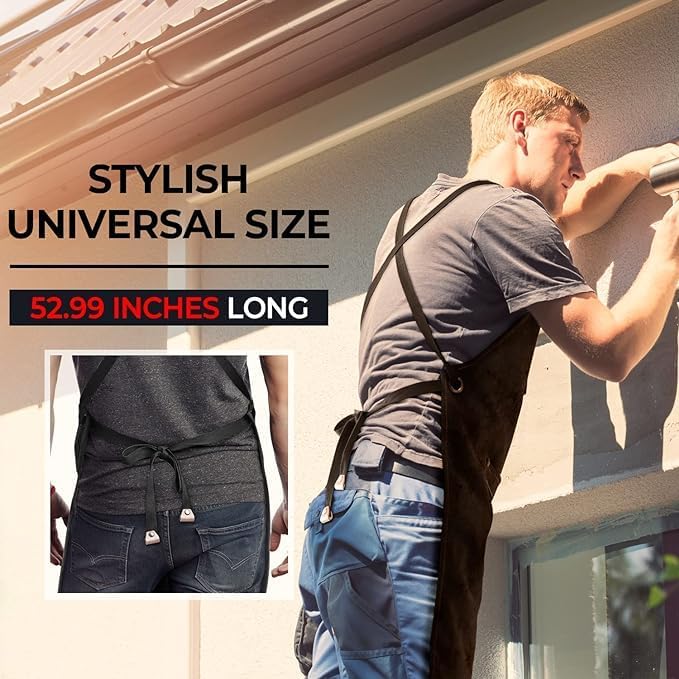 Miniatura 7 de Delantal de chef, delantal cruzado de lona, con correa ajustable y bolsillos grandes, capa de barbero para cocina, salón de cocina