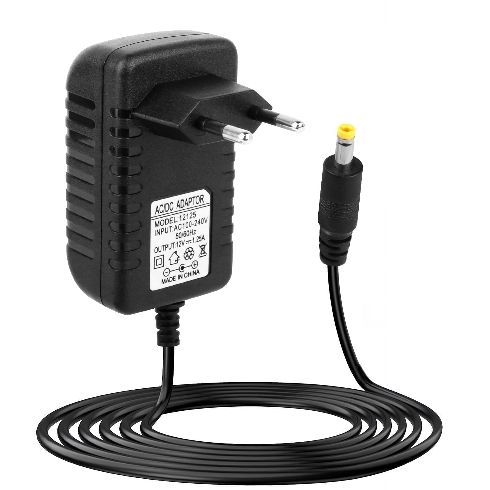 15W Adaptador de Corriente, 12V 1.25A Cargador Adaptador for Echo Dot 3.ª, 4.ª y 5.ª Gen, Echo Show 5 1.ª y 2.ª Gen Echo Dot Kids Edition 3.ª y 4.ª Gen Cable de Alimentación para Fire TV Cube (Negro)