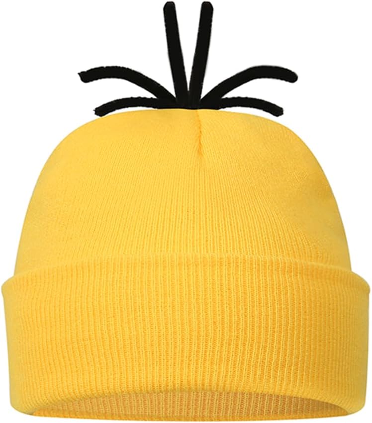 Santa Yellow Beanie for Men Women Cuffed Knit Hat Winter Beanies Skull Cap Unisex, Yellow Beanie for Movie Character Cosplay Costume
