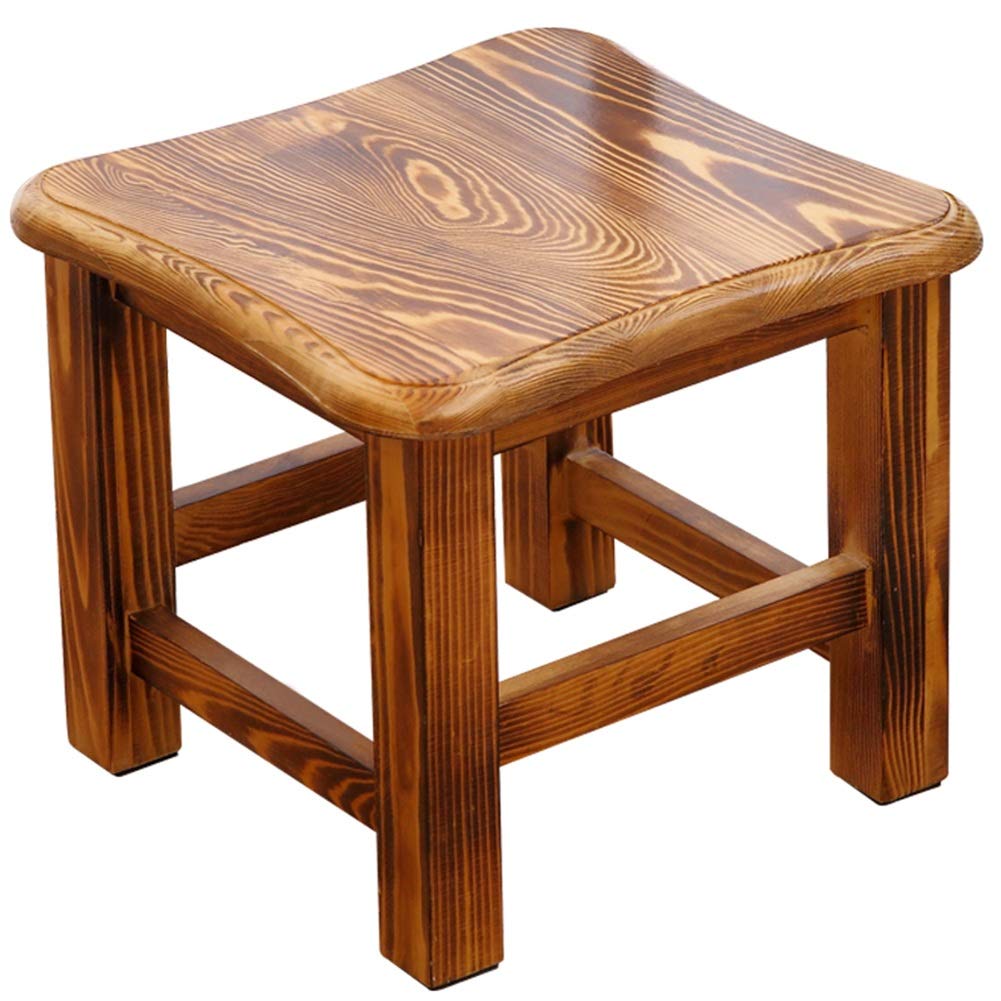 Stools/Footstool ZHANGQIAN Stools Footstool Work Stool Shower Stool Step Stool Solid Wood Portable Square Short Small Bench Non-Slip Mat Distressed Carbonization (Color : Honey)